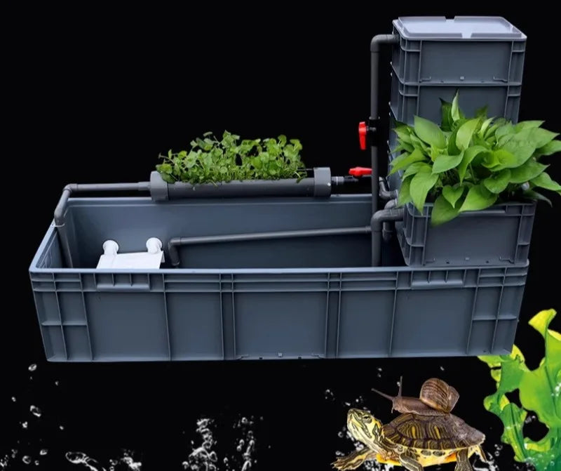 Oxygenate Turtle Terrariums Fliter Cultivation Turnover Box Multifunctional Large Space Fliter Box Turtle Fish Ecological Tank
