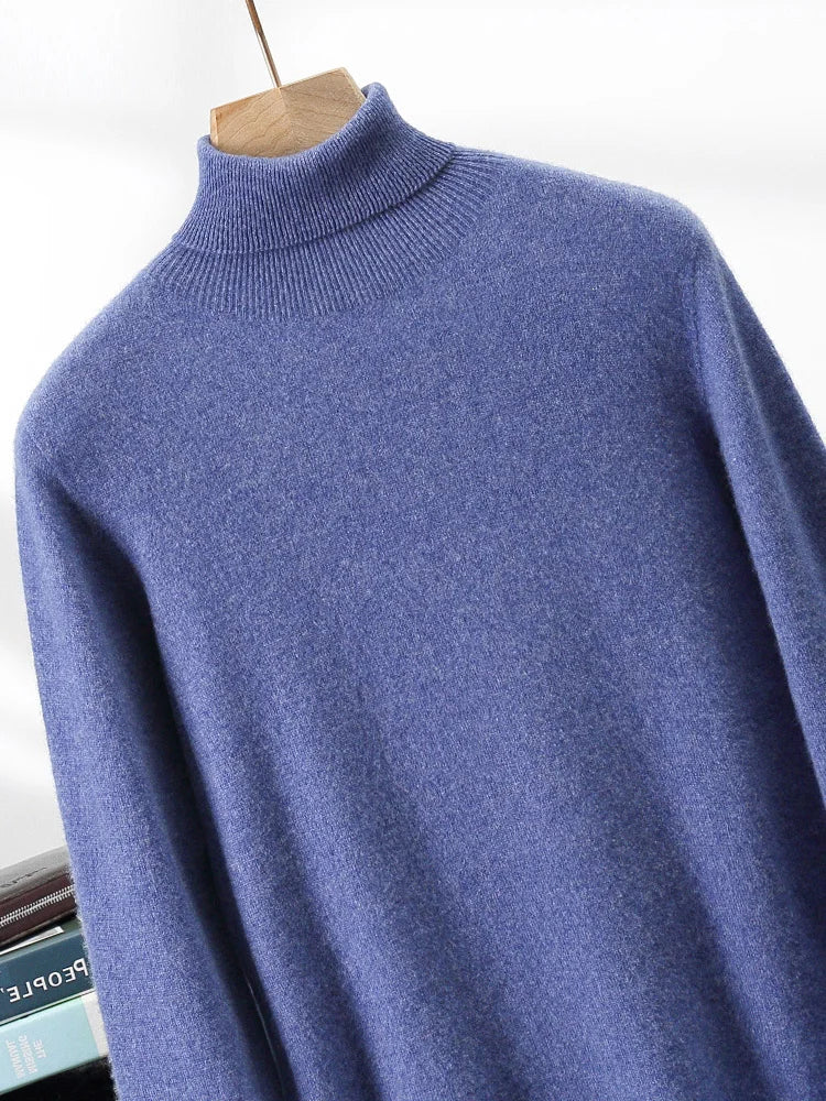 Men's Turtleneck 100% Cashmere Sweater Autumn Winter Basic Long Sleeve Pullover Cashmere Knitwear Soft Warm Comfy Clothing