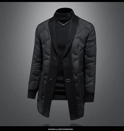 High quality 2025 Winter 90% White Duck New Fashion British Style Casual Loose Slim Mid-length Down Jacket