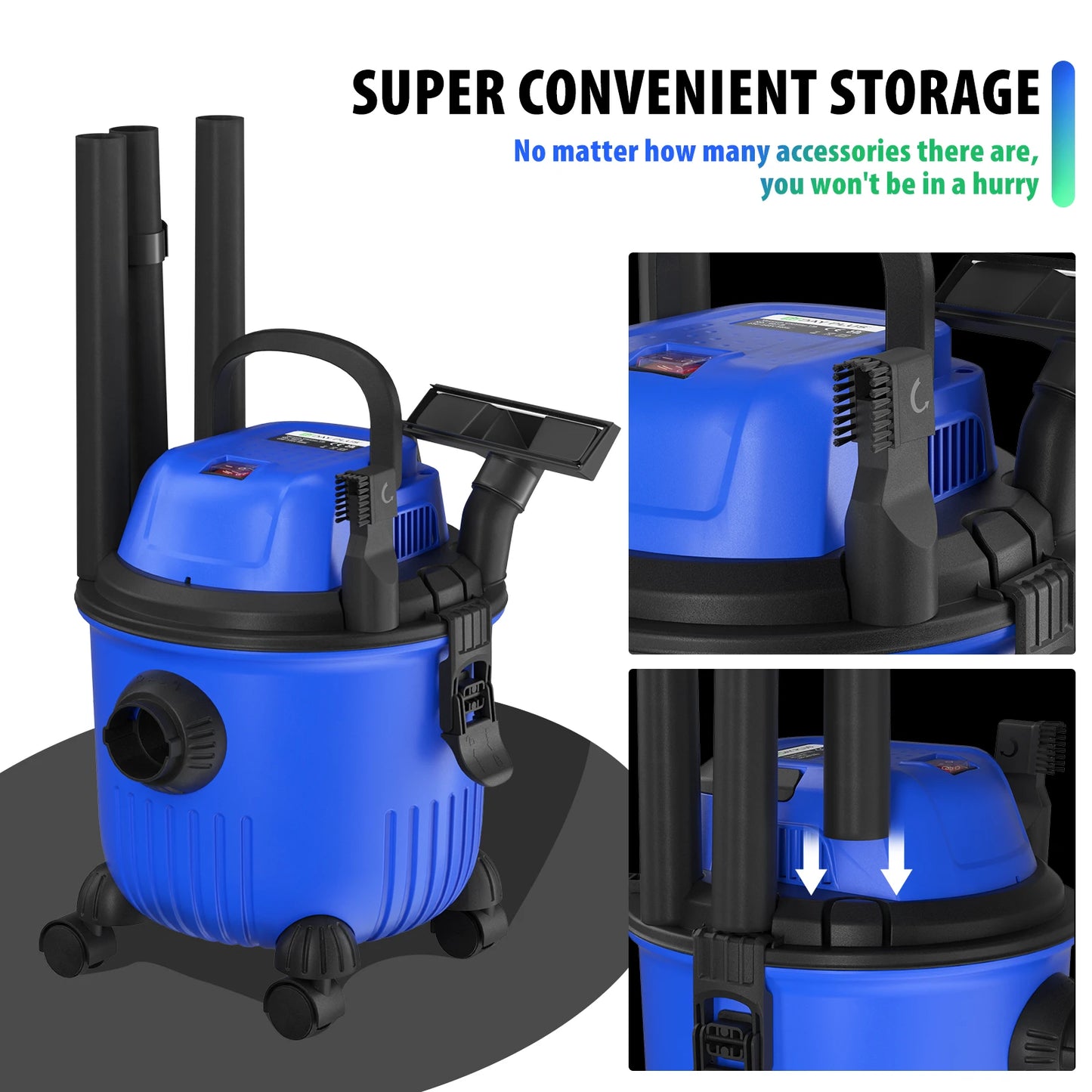 3in1 Wet and Dry Vacuum with 15L Collection Tank for Wet Suction, Dry Suction and Blowing,for Indoor, Outdoor Vacuuming Cleaning