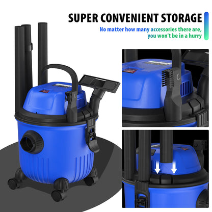 3in1 Wet and Dry Vacuum with 15L Collection Tank for Wet Suction, Dry Suction and Blowing,for Indoor, Outdoor Vacuuming Cleaning