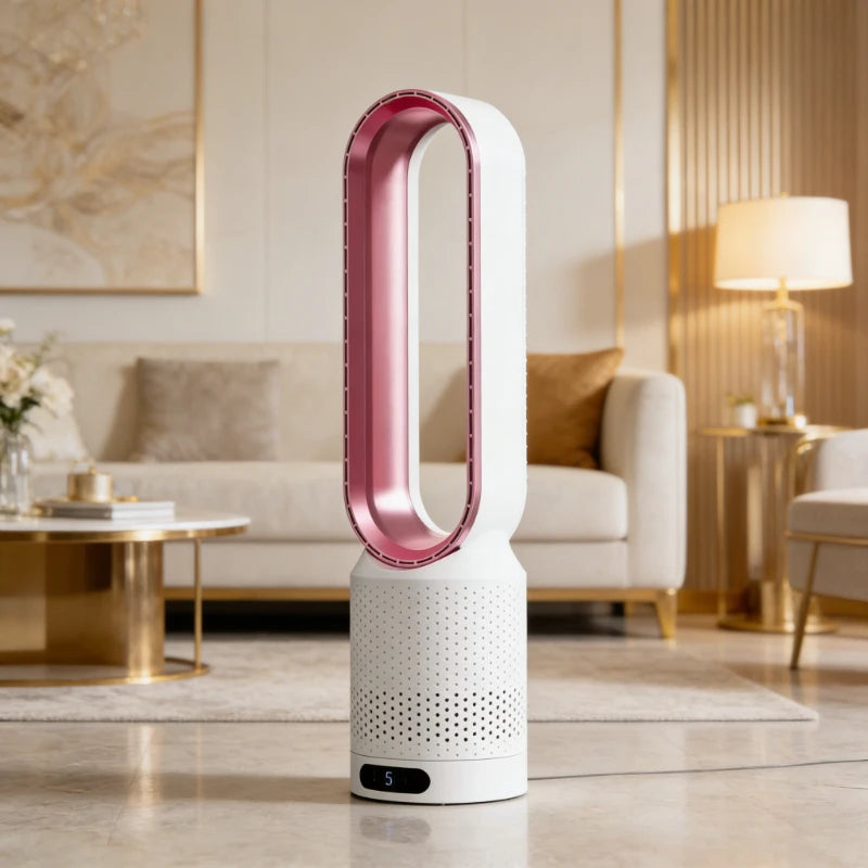 Cooling & Heating Bladeless Fan  Timer Remote Control 8 Wind Speed Home Silent Air Conditioner Heater LED Display