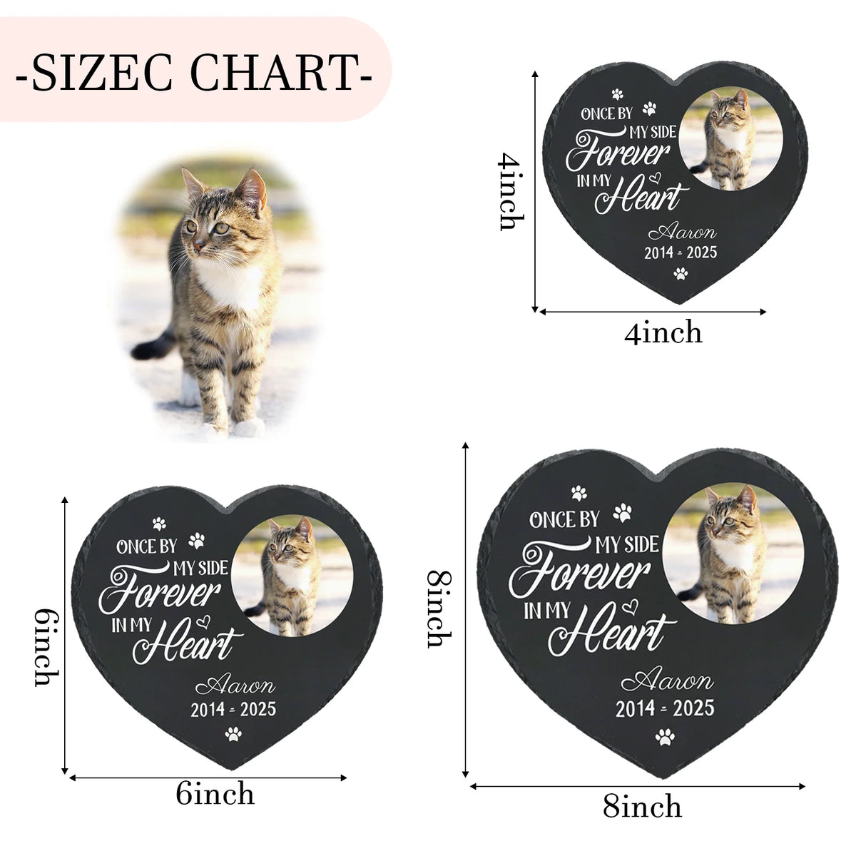 Personalized Pet Memorial Stone,Custom Cat Grave Marke Plaque With Photo&Name,Garden Slate Tombstone Pet Loss Remembrance Gift