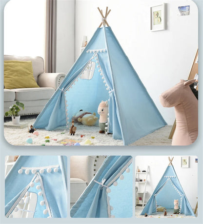 1.6m/1.3m Kid Tent Indoor Play House Wigwam for Child Portable Child Tipi Tents Teepee Toddler Ball Pit Girl Castle Play Room