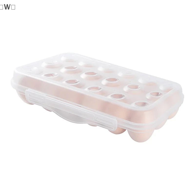 〔W〕1Pc 12/18 Grid Egg Storage Box With Lid Kitchen Refrigerator Egg Box Egg Drop Rack Household Fridge Egg Organizer Egg Tray