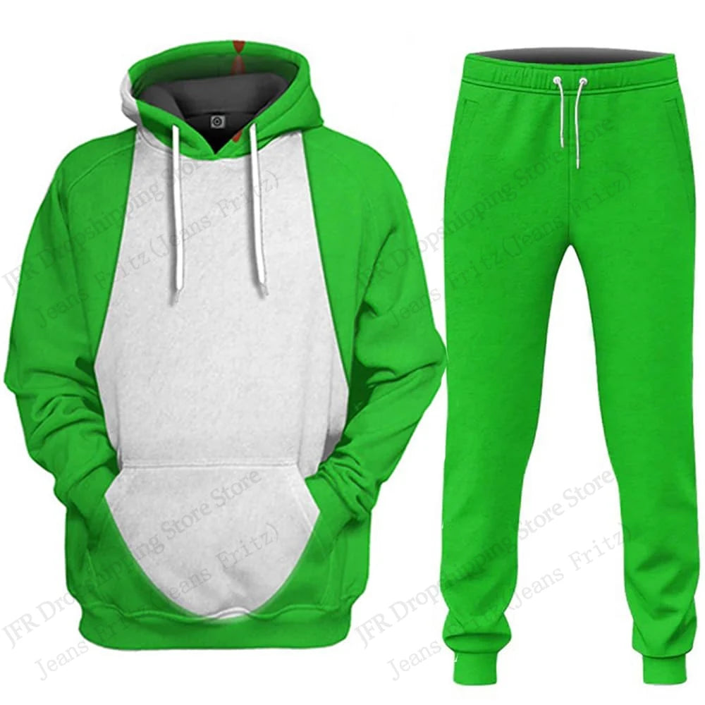Men's Sets Anime Cartoon Bowser 3d Print Sets Men Women Fashion Hoodie+Pant 2 Piece Sets Cosplay Tracksuit Suit Mens Clothing