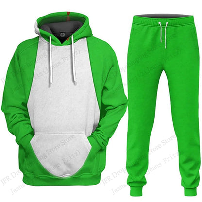 Men's Sets Anime Cartoon Bowser 3d Print Sets Men Women Fashion Hoodie+Pant 2 Piece Sets Cosplay Tracksuit Suit Mens Clothing