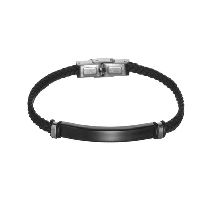 Bracelet Homme Twist Braid Leather Rope Bracelets For Men Stainless Steel Hiphop Rock Fashion Jewelry Accessories Wholesale