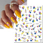 3d Nail Art Decals Elegant White RoyalBlue Roses Flowers Adhesive Sliders Nail Stickers Decoration For Nail Manicure
