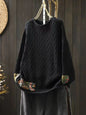 Winter Fall Fashion Vintage Sweater Women's O-neck Loose Casual Lazy-style Casual Pullover Tops Flower Print Patchwork Knitwear