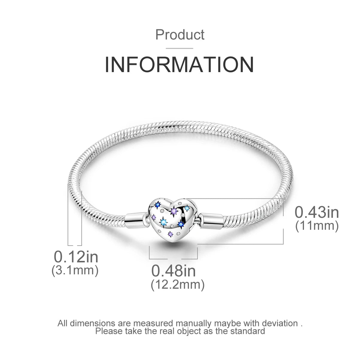 New Charm Bracelet 925 Silver Heart Shape Holy Mother Snake Chain Clasp Bracelet Fit Original Bead DIY Fashion Jewelry