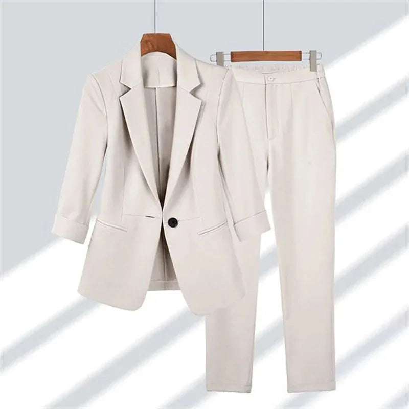 Unisex Oversized Blazer Suits Two 2 Pcs Sale Autumn Spring Women Men OL Blazer& One Button Straight Pant Suits JYFS-8752