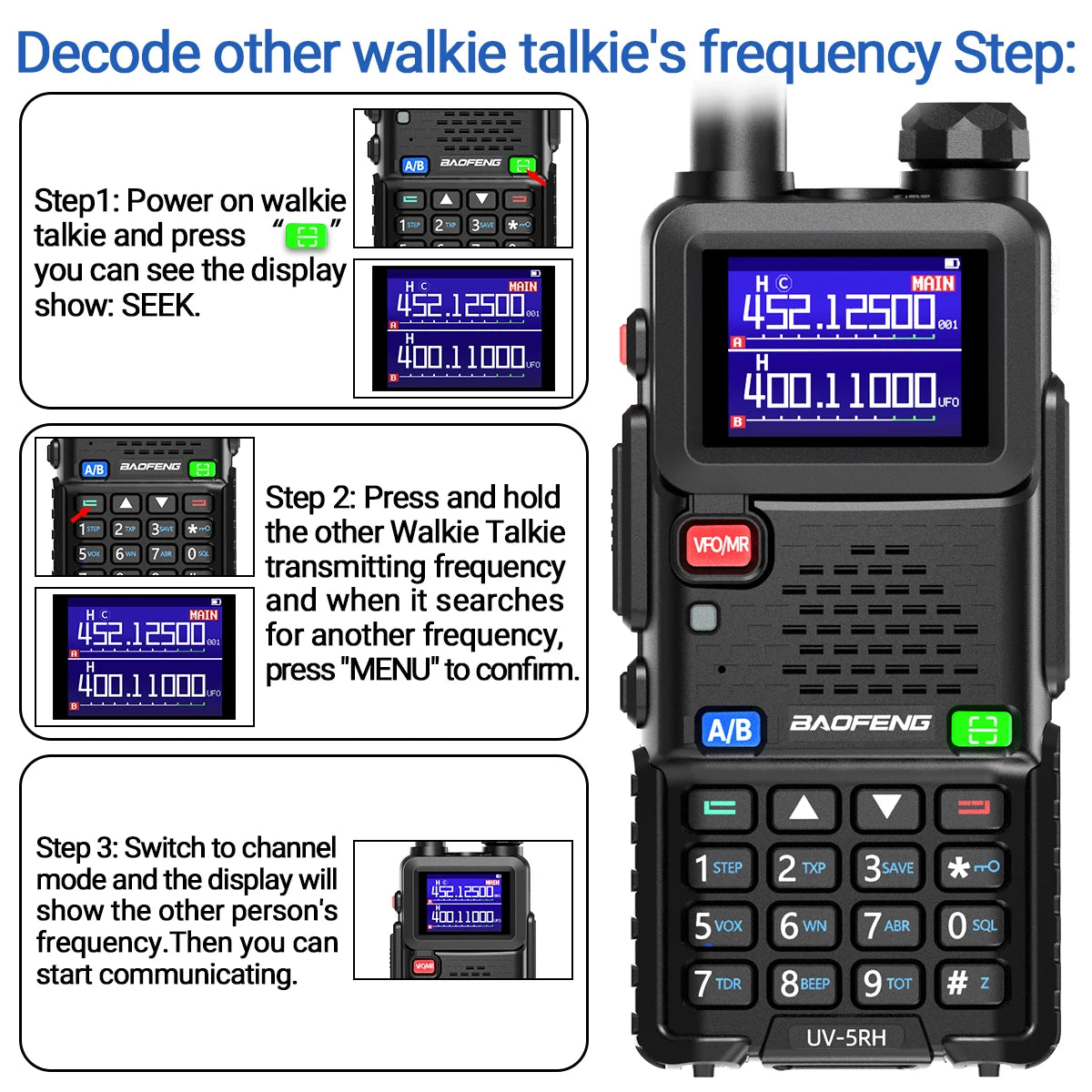 Baofeng UV 5RH 10W Full Bands Walkie Talkie Wirless Copy Frequency Type-C Charger Upgraded UV 5R Transceiver Ham Two Way Radio