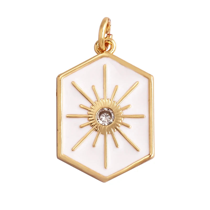Sun Moon Star Space Celestial Compass Charm Pendant in Gold Colour , Jewelry Necklace Bracelet Making Supplies L93