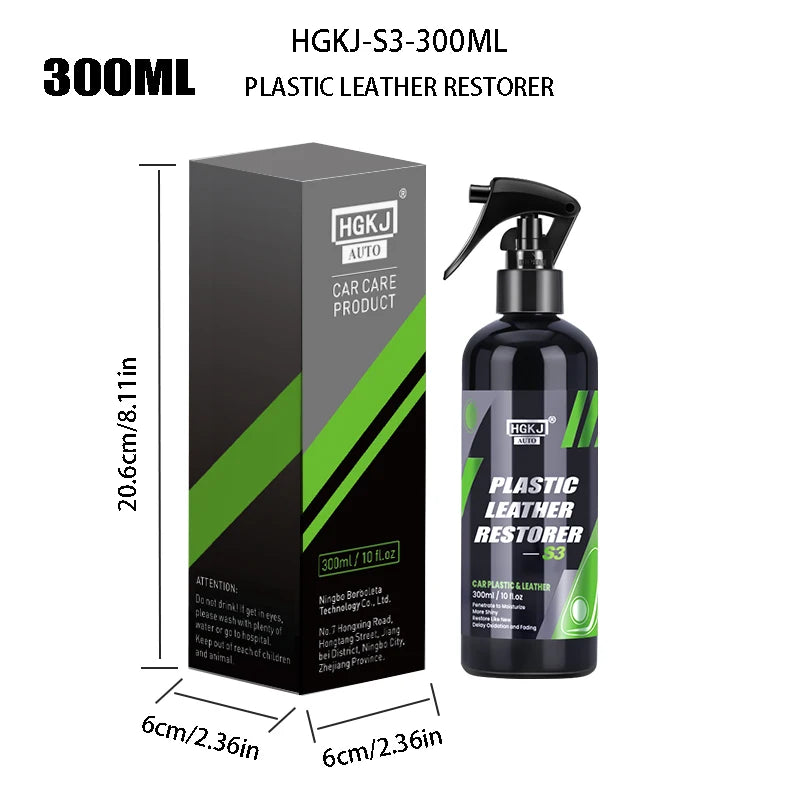 Car Plastic Leather Restorer Spray Polish Cleaner Coating Agent  Back To Black More Gloss Car Cleaning Products S3