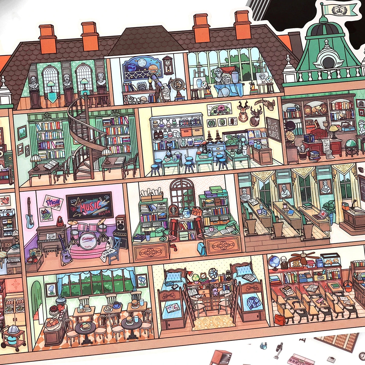 Kawaii College of Fine Arts 3D Candy Apartment Landscape Sticker  DIY Pocket Cabin Scene festival gift