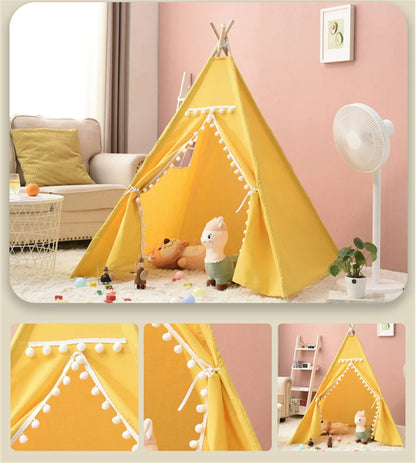 1.6m/1.3m Kid Tent Indoor Play House Wigwam for Child Portable Child Tipi Tents Teepee Toddler Ball Pit Girl Castle Play Room