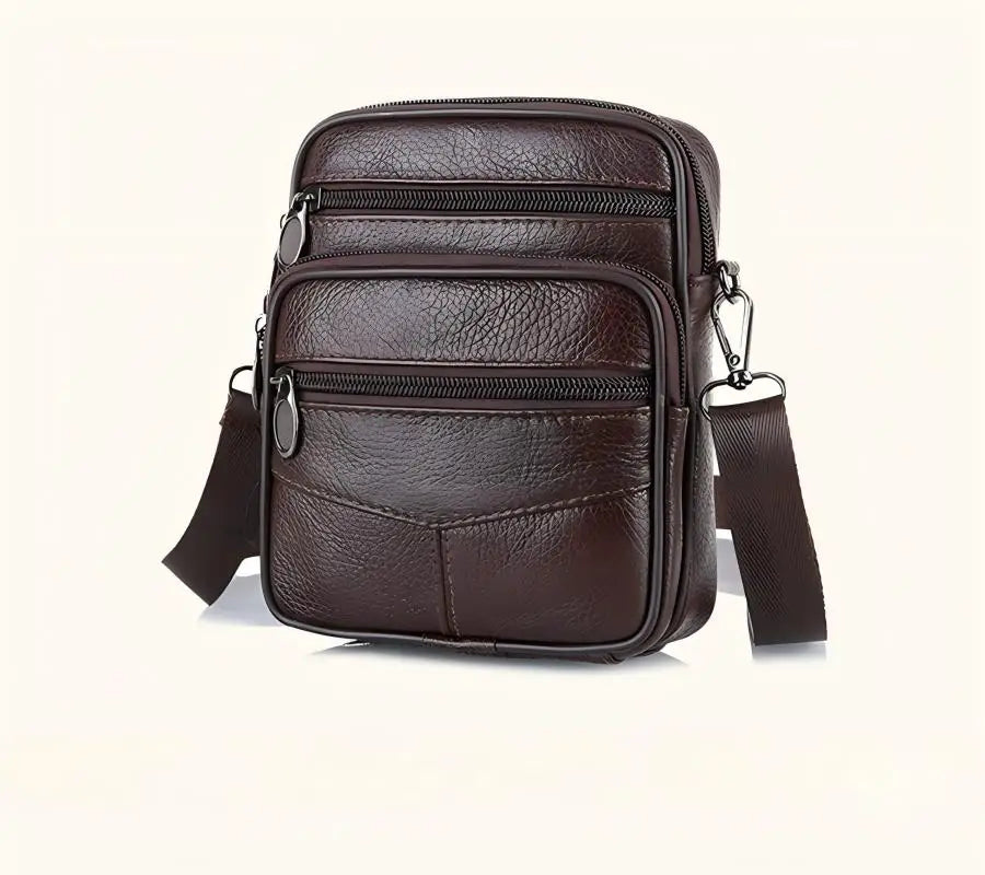 Homefish New Genuine Leather Crossbody Bag Vertical Trendy Multifunctional Shoulder Bag Briefcase Casual Travel Messenger Bag