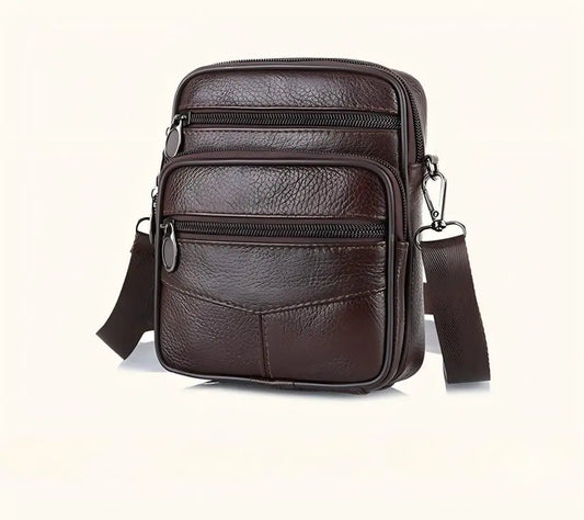 Homefish New Genuine Leather Crossbody Bag Vertical Trendy Multifunctional Shoulder Bag Briefcase Casual Travel Messenger Bag