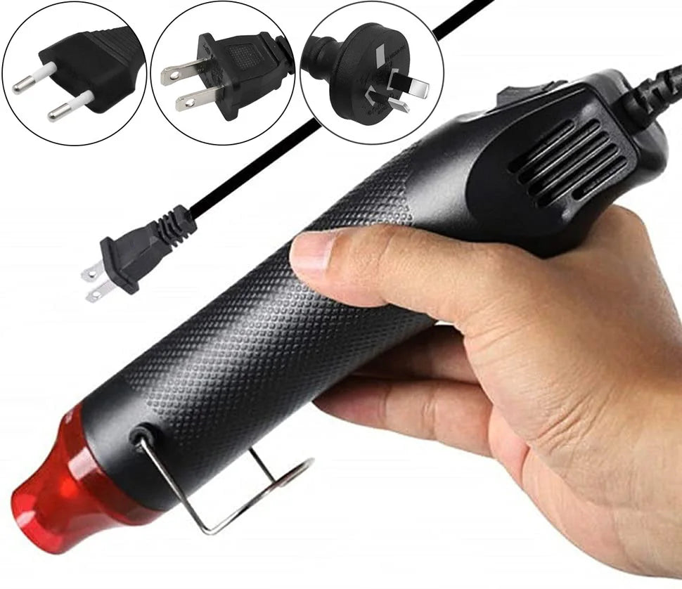 300W Electrical Mini Heat Gun Handheld Hot Air Gun with 300PCS Heat Shrink Butt for DIY Craft Embossing Shrink Wrapping PVC