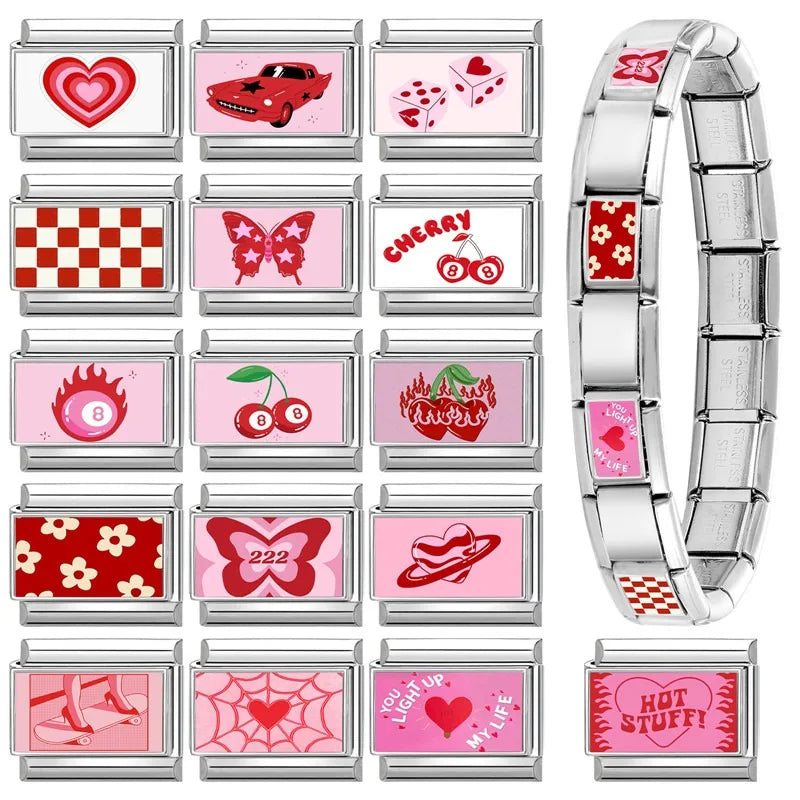Wholesale Cute Animal Swimming Dogs Cats Sheep Charm Bracelet Fit 9mm Bracelet Stainless Steel Italian Links Making DIY Jewelrys