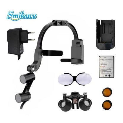 2.5X 3.5X Binocular Dental Loupe Magnification Headlamp with Single Battery Surgical LED Headlight for Dentist Medical Lamp