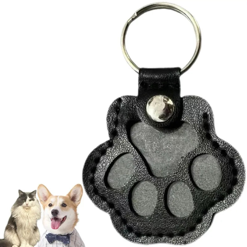 Leather Memorial Pet Hair Storage Bag Cat Paw Keychain DIY Homemade Pet Memorial Keychain for Commemorative Gift Bag Wallet