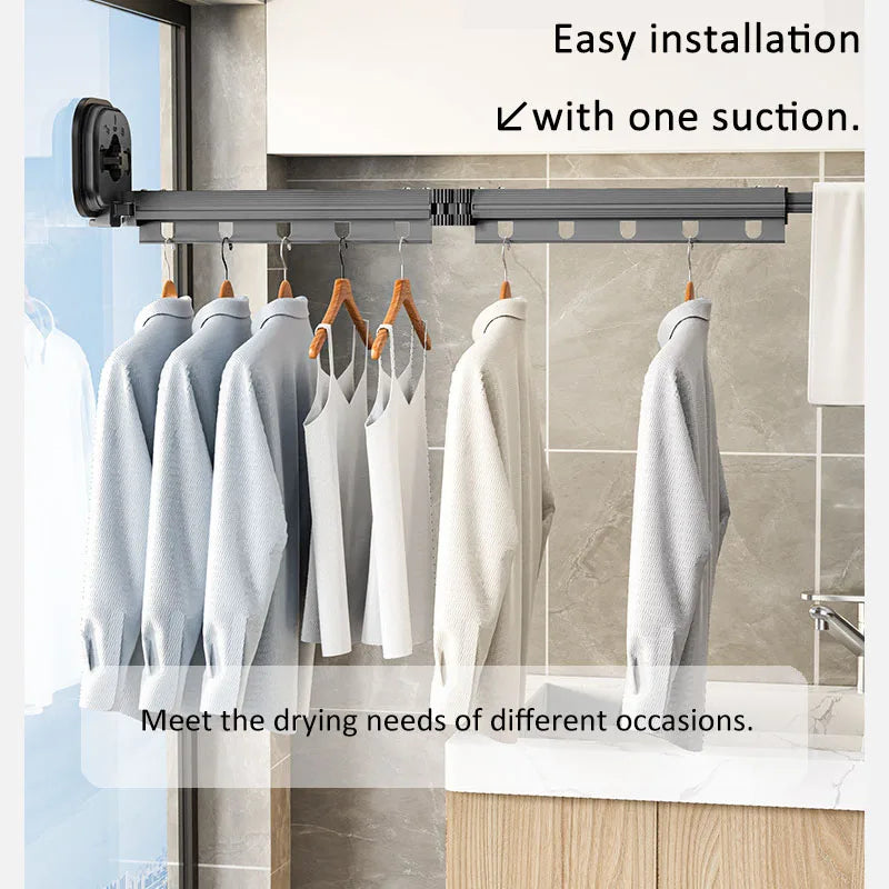 1 Pc No Punching Wall Mounted Clothes Hanger Retractable Wall Mounted Laundry Drying Rack Collapsible Drying Racks Space Saving
