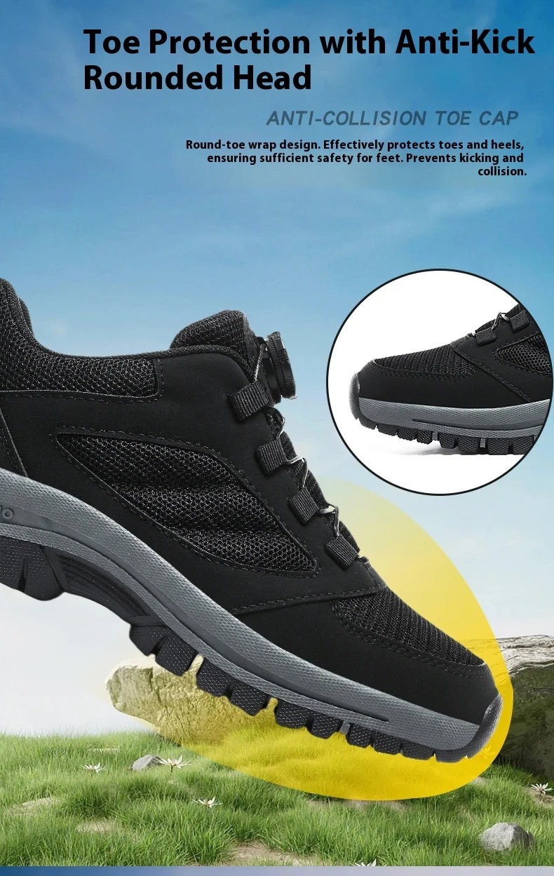 Men'S Spring And Autumn Outdoor Sports Shoes With Rotating Buckle Convenient Comfortable Anti Slip Hiking Shoes Large Size 39-48