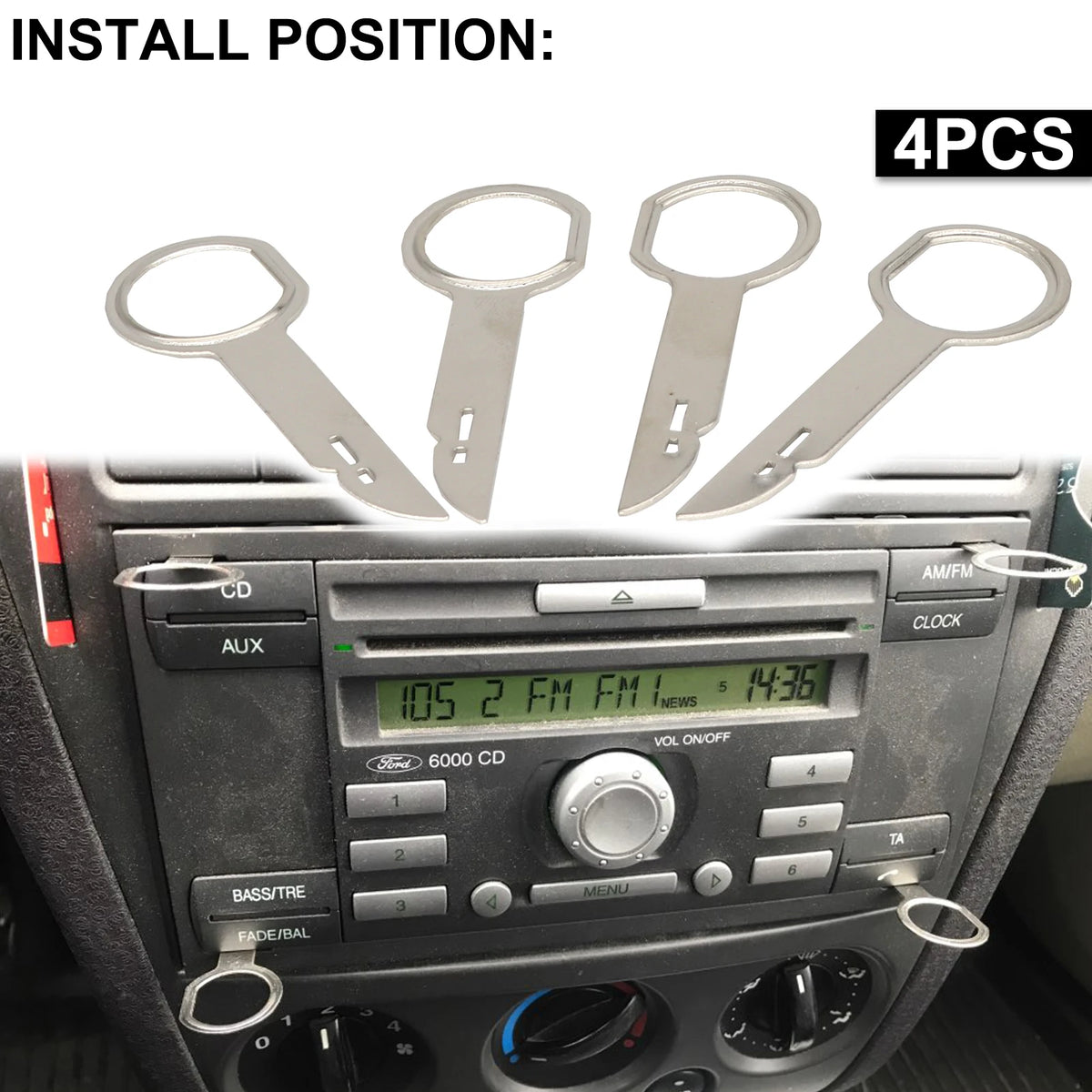 2 Pair Radio CD Stereo Removal Key Release Pin Extractor For Ford Focus Mondeo C-Max Fiesta Transit Car Extraction Install Tools
