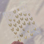 Shiny Jelly Butterfly Charming Golden Gradient Bowknot 5D Self Adhesive Nail Art Sticker Flower Petal Rhinestone Manicure Decals