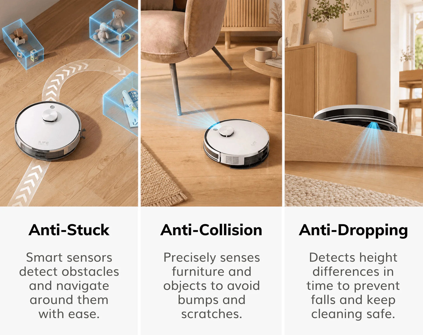 ILIFE A30 Pro Robot Vacuum Cleaner with Automatic Self-Emptying Station, 5000Pa Strong Suction, LDS Navigation, 180min Runtime, 2-in-1 Mop and Sweep , APP Control ，Home Floor Carpet Clean