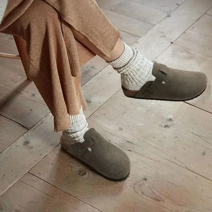 Shevalues Men's Suede Clogs Soft Leather Mules Men New Summer Men Cork Sandals Comfort Slip On Unisex Clogs With Arch Support