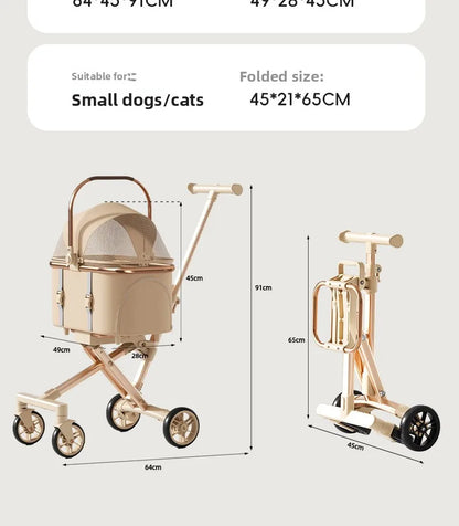 New Separable Pet Stroller Portable One Click Recycling Cat Carrier Universal Lightweight Small Dog Travel Pushchair Foldable