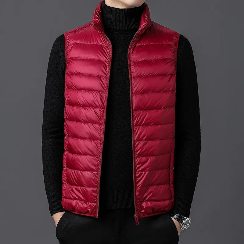 2025 Autumn Winter Men' Sleeveless Vest Jackets Fashion Male Cotton-Padded Vest Coats Men Stand Collar Warm Waistcoats Clothing