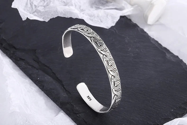 New Arrival Retro Wave Bracelets 925 Sterling Silver Jewelry Fashion Spray Personality Sweet Cloud Opening Bangles TYB116