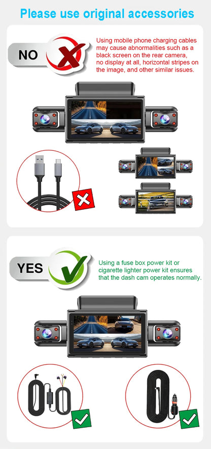 4K 4CH Hidden Dash Cam with APP Night Vision Motion Detection 24/7 Parking Monitor G-Sensor Loop Recording WDR Blackbox Car DVR