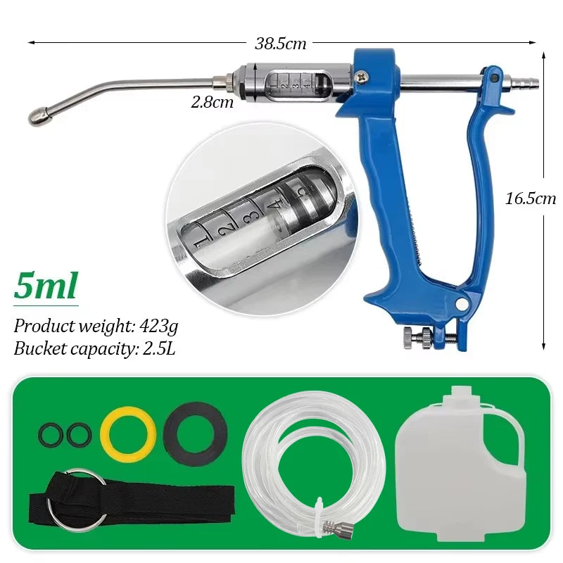 5ml 10ml 20ml 30ml Veterinary Metal Feeding Gun Continuous Drench Gun for Cattle Sheep Goat Drenching Gun with Bottle Farm Tools