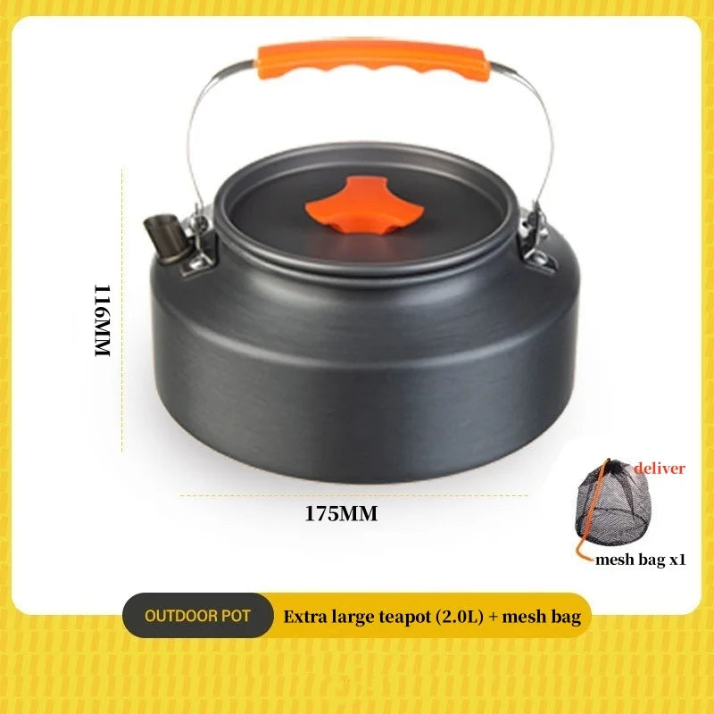 Camping Cookware Cooking Kettle Pot Hiking Picnic Equipment Portable Frying Pan Hanging Pot, Hiking Picnic Tableware