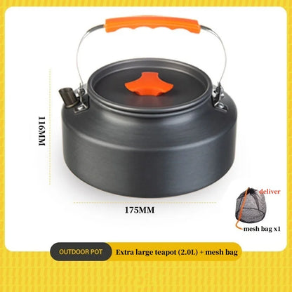 Camping Cookware Cooking Kettle Pot Hiking Picnic Equipment Portable Frying Pan Hanging Pot, Hiking Picnic Tableware