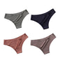 4PCS/Set Seamless Brazilian Panties Women's Sexy Lingerie Cool Ice Silk Low Waist Briefs Soft Solid Ultra-thin Bikini Underwear