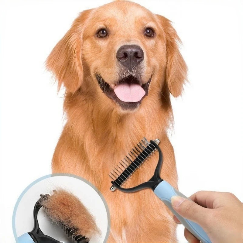 Pet Dog Detangler Dual Side Pet Dematting Comb Dog Cat Knot Remover Brush Undercoat Deshedding Grooming Tool for Long Short Hair