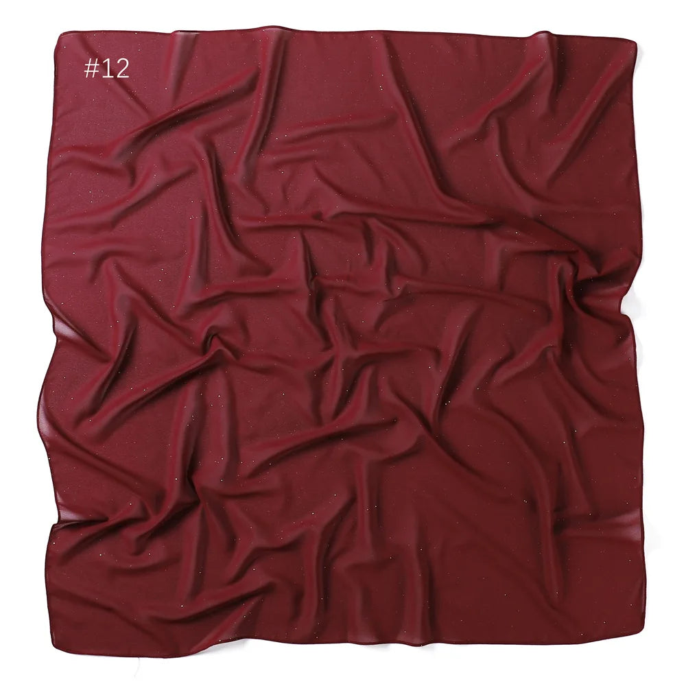 90*90cm Square Chiffon Hijab Scarf Women Solid Color Muslim Soft Head Scarf Islamic Shawls and Wraps Headband Musulman Scarves