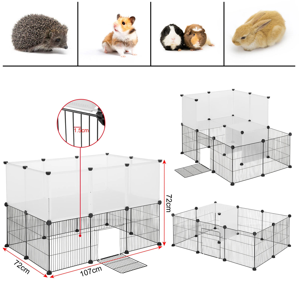 EUGAD Pet Playpen for Rabbits Small Animals Cats Kennel Puppies House Kitten Space Dogs Guinea Cages Outdoor Exercise Training