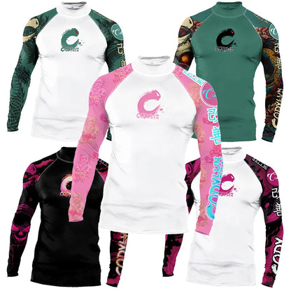 Mock Neck Hot MMA No Gi Rashguard Jiu Jitsu T-shirt+Pants Boxing Jerseys Set BJJ Muay Thai Shorts Compression Legging Sportsuit