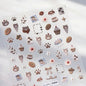 Lovely Animal Graffiti Cat Claw Rabbit Bunny Bear Dog Flower Fruit Dim Sum Candy Sunflower Adhesive 5D Nail Art Stickers Decal