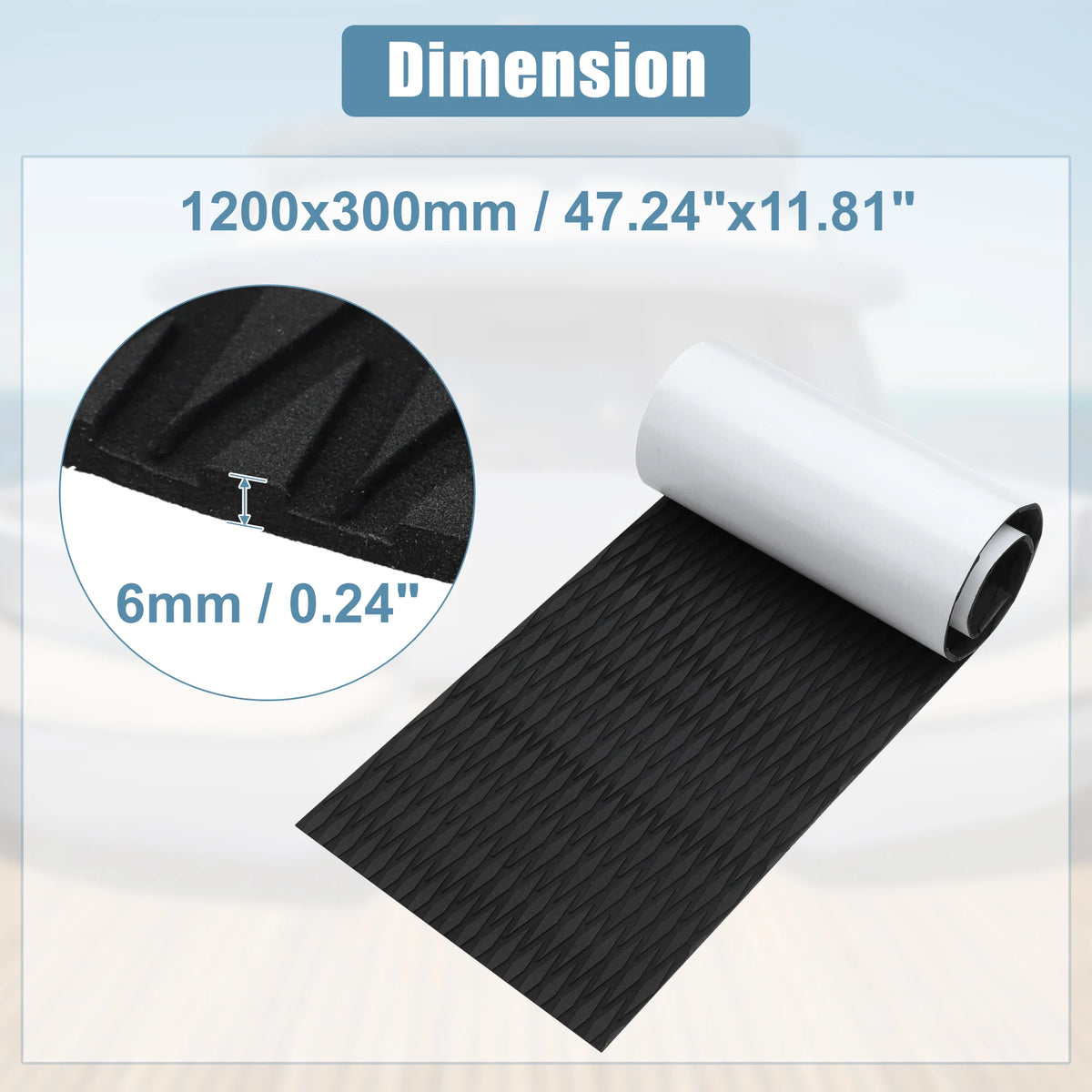 Uxcell 1200X300X6mm EVA Faux Teak Decking Sheet Carpet Non-Slip Self-Adhesive  for Boat Yacht Marine Deck Pad RV Car Flooring