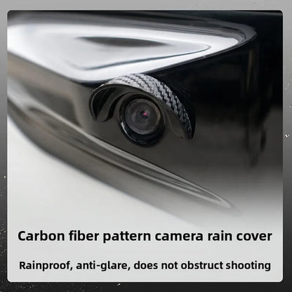 Car Reversing Camera Rain Cover Car Rear Camera Rain Cover Carbon Fiber Pattern Car Rear View Camera Protection Trim Dust Shield