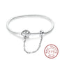 Bracelet Original 925 Sterling Silver Charm Bracelet 17-20CM Love Heart Pave Zirconia Bracelet for Women DIY Charm Jewelry Gifts