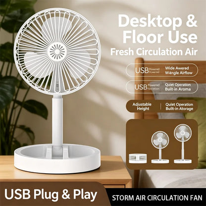 New USB Desk Fan with On/Off Switch Button Quiet Portable Cooling Fan for Office Bedroom Powerful Airflow Easy Control USB Power